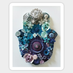 Printed Paper quilling Art. Handmade hamsa. Jewish art Sticker